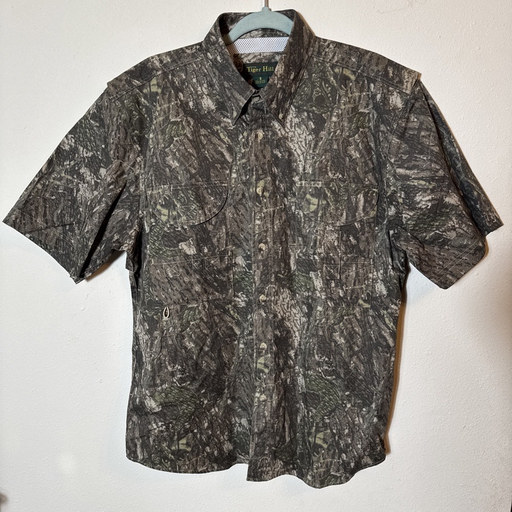 Tiger Hill Camo Fishing Hunting Vented Back Lots Of Pockets Cotton Men's Small - Picture 1 of 8